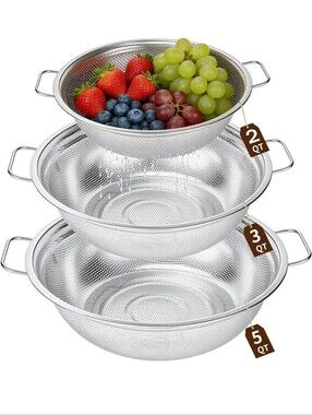 Stainless Steel Mesh Colander Set - 3-Pack (brand new)